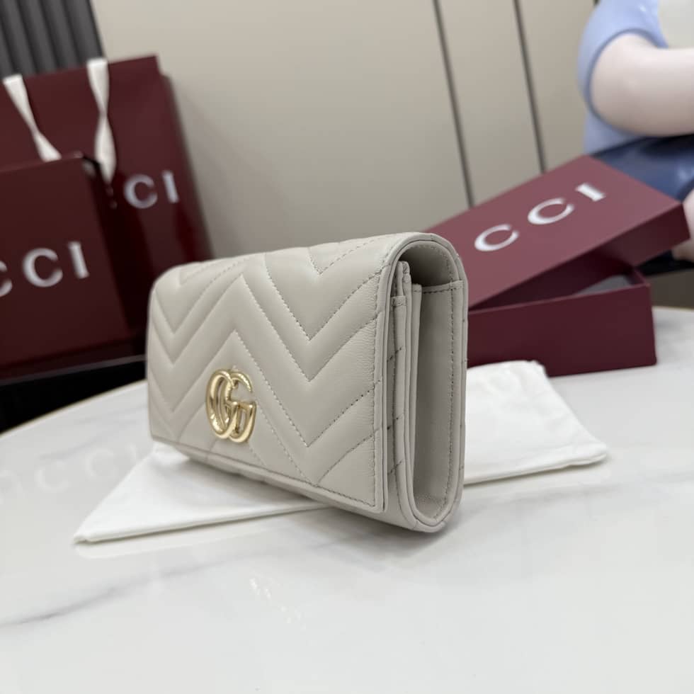 Gucci Marmont Leather Continental Wallet Light Gray_2_155401 Gucci Marmont Leather Continental Wallet Light Gray