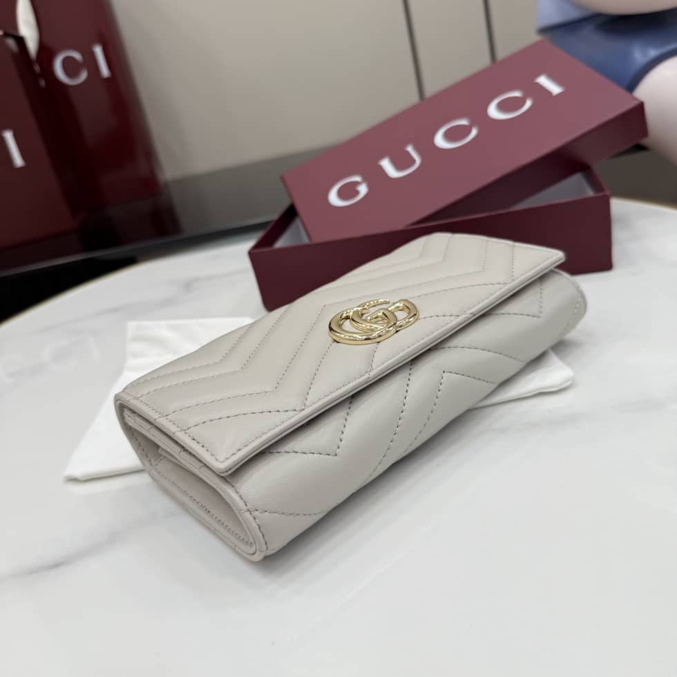 Gucci Marmont Leather Continental Wallet Light Gray_3_155401 Gucci Marmont Leather Continental Wallet Light Gray