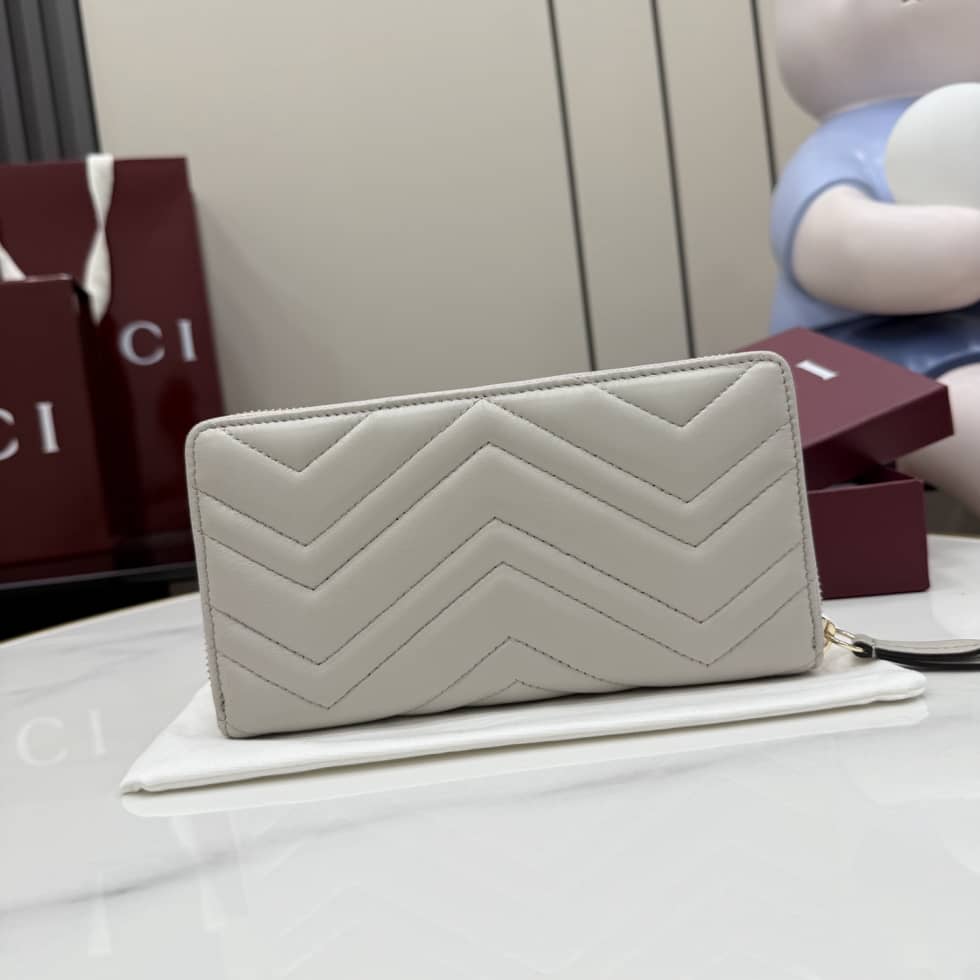 Gucci Marmont Leather Zip Around Wallet Light Gray_1_155411 Gucci Marmont Leather Zip Around Wallet Light Gray