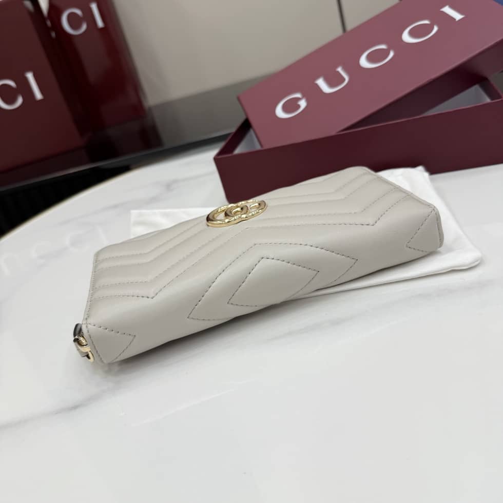 Gucci Marmont Leather Zip Around Wallet Light Gray_3_155411 Gucci Marmont Leather Zip Around Wallet Light Gray