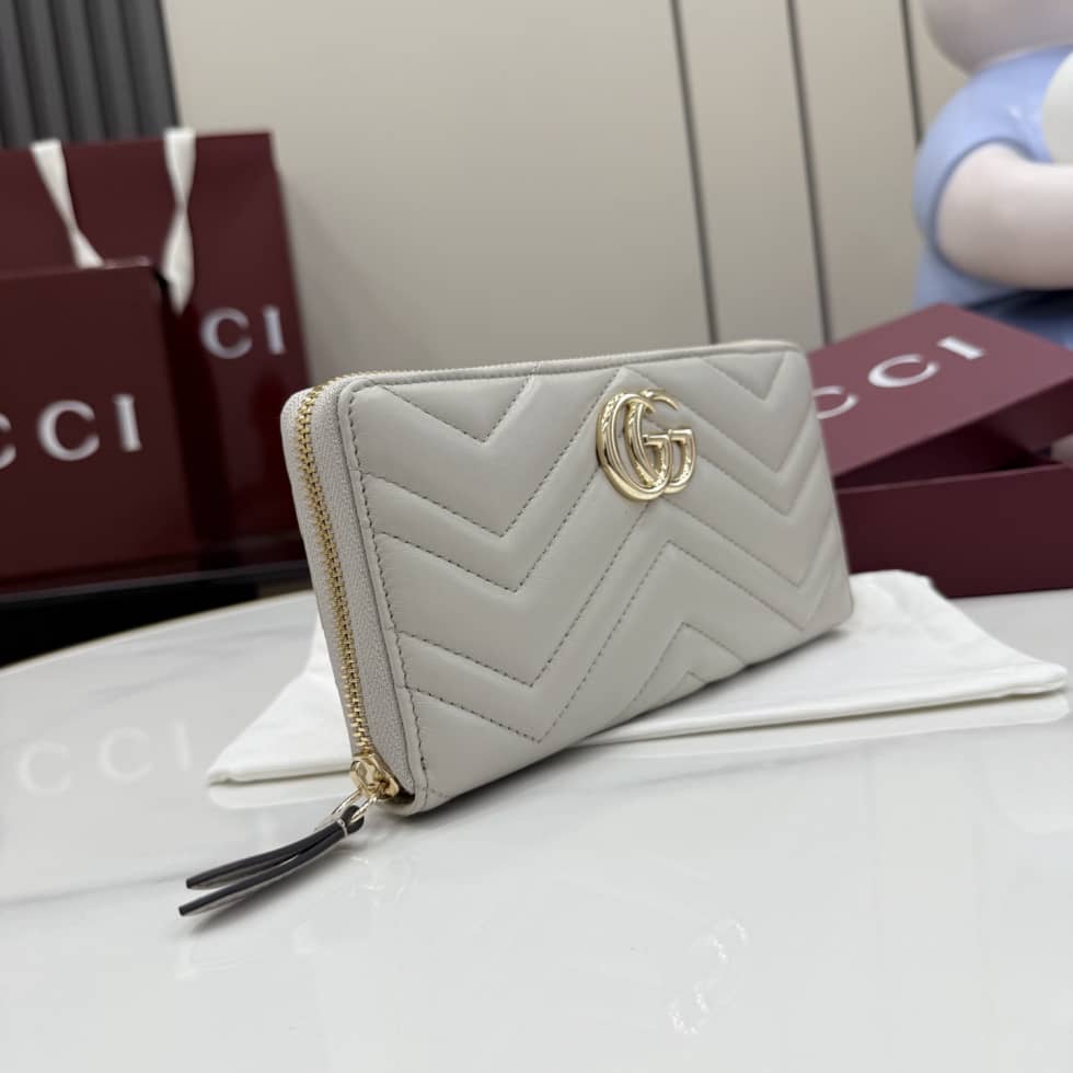 Gucci Marmont Leather Zip Around Wallet Light Gray_6_155411 Gucci Marmont Leather Zip Around Wallet Light Gray