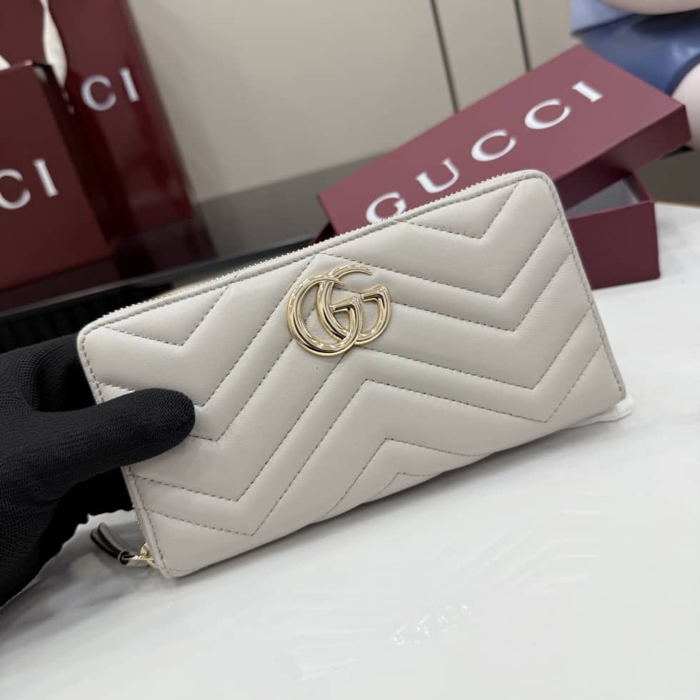 Gucci Marmont Leather Zip Around Wallet Light Gray_7_155411 Gucci Marmont Leather Zip Around Wallet Light Gray
