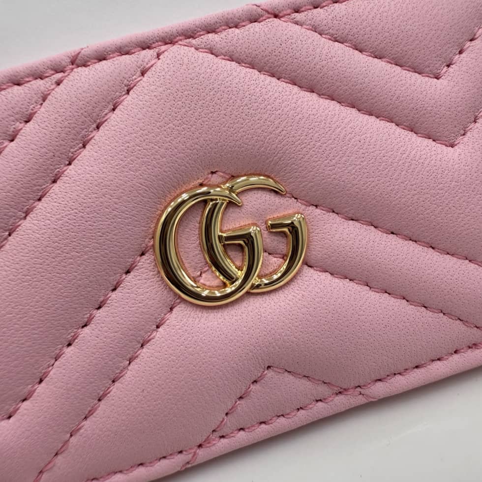 Gucci Marmont Leather Pink Card Case 443127_4_155421 Gucci Marmont Leather Pink Card Case 443127