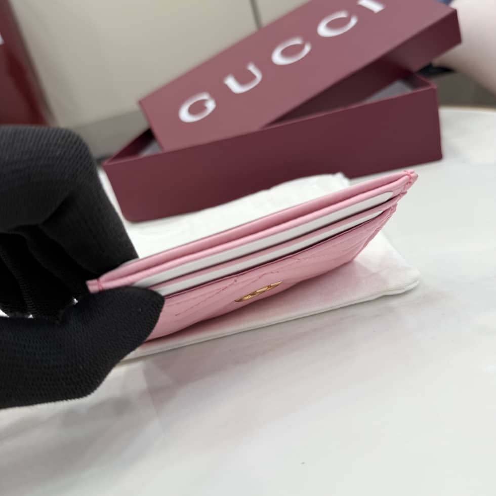 Gucci Marmont Leather Pink Card Case 443127_6_155421 Gucci Marmont Leather Pink Card Case 443127