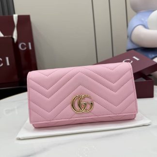 Gucci Marmont Leather Pink Continental Wallet