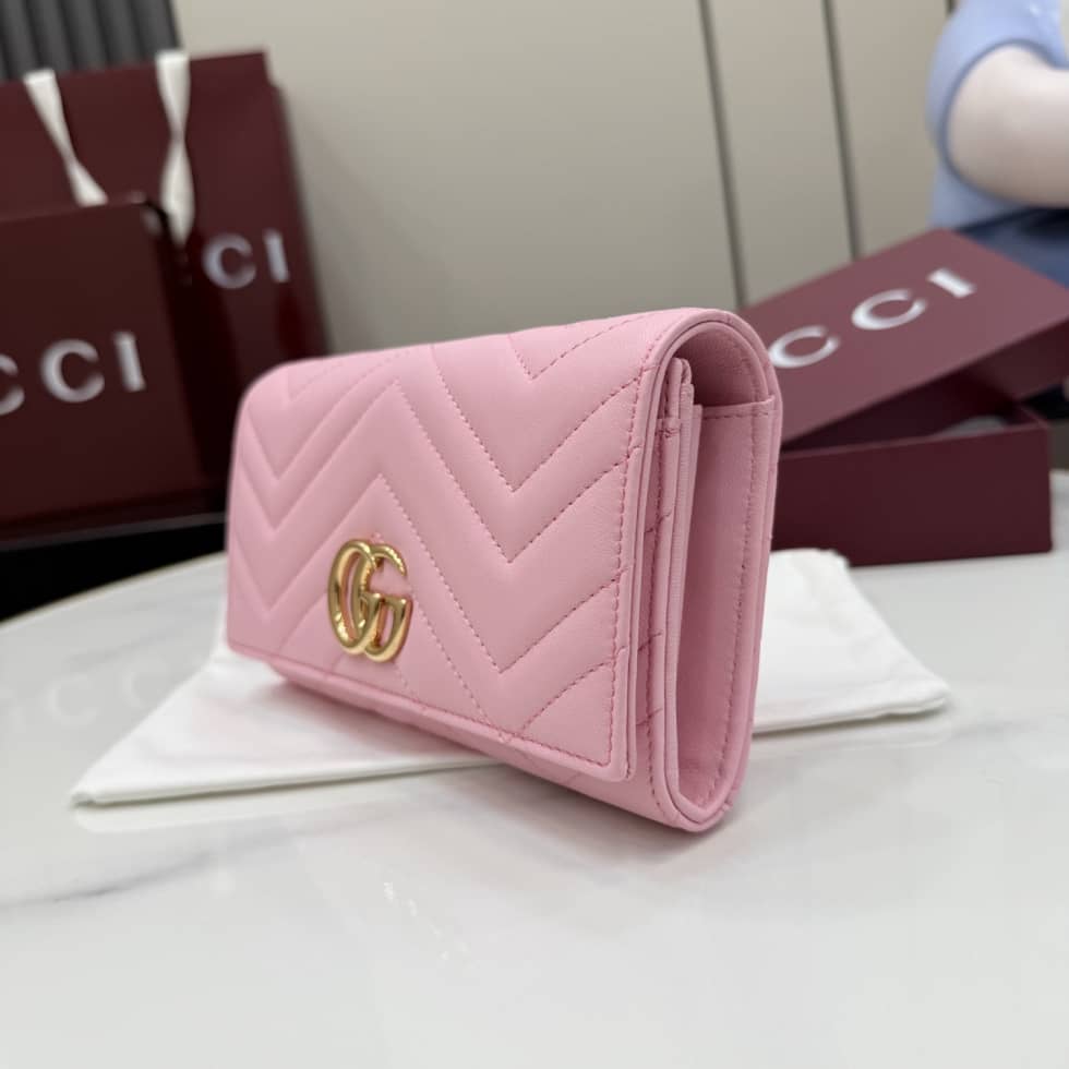Gucci Marmont Leather Pink Continental Wallet_2_155441 Gucci Marmont Leather Pink Continental Wallet