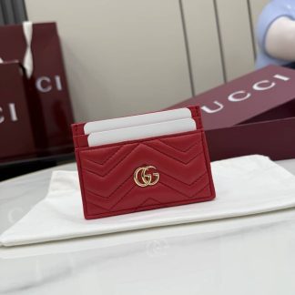 Gucci Marmont Leather Red Card Case 443127