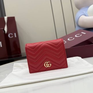 Gucci Marmont Matelasse Leather Red Wallet 466492