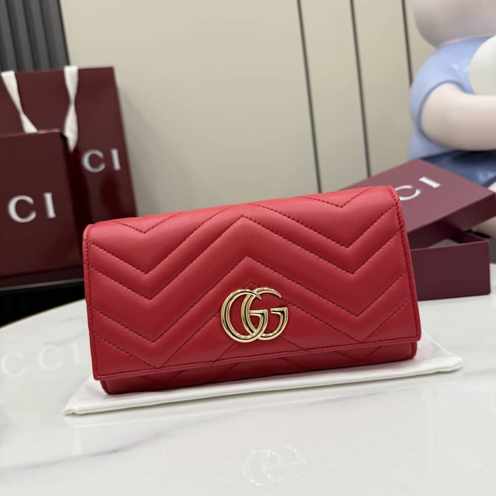 Gucci Marmont Leather Red Continental Wallet 443436_10_155481 Gucci Marmont Leather Red Continental Wallet 443436