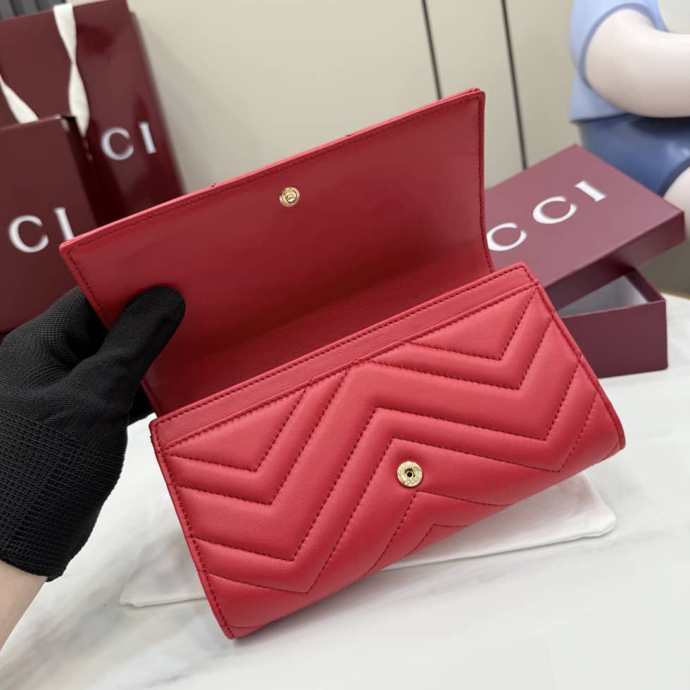 Gucci Marmont Leather Red Continental Wallet 443436_7_155481 Gucci Marmont Leather Red Continental Wallet 443436