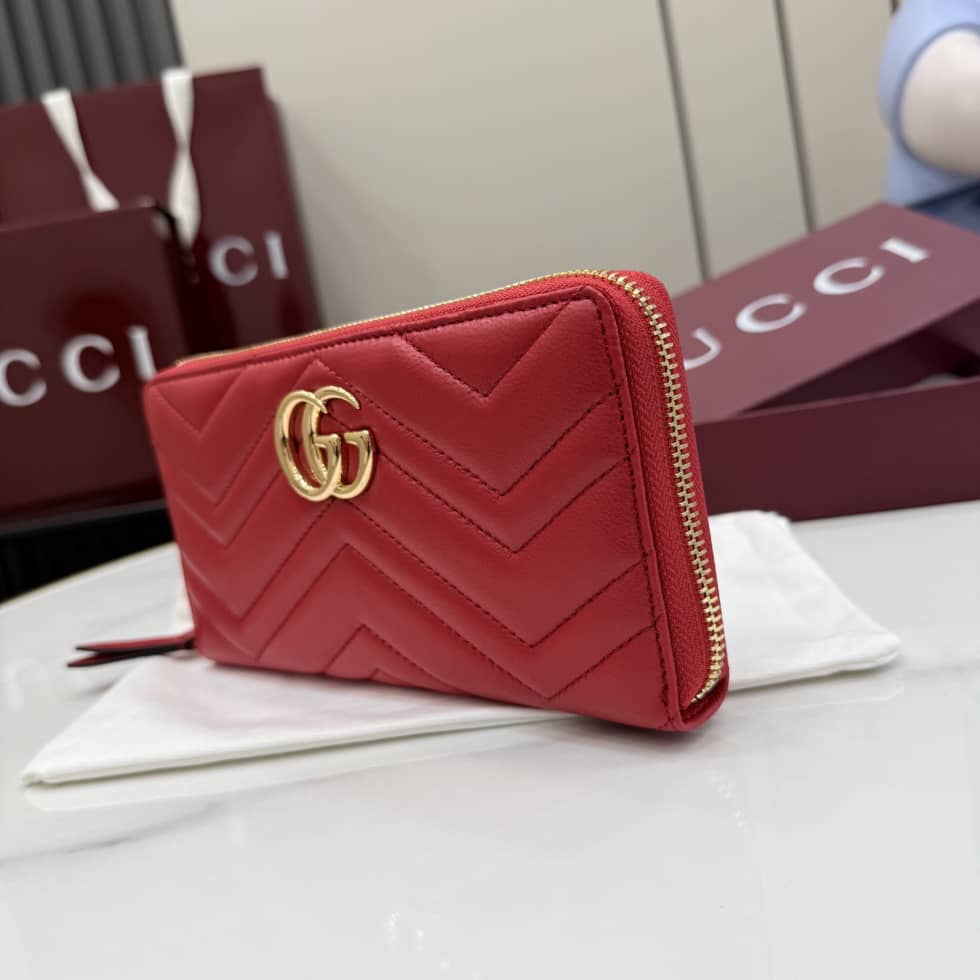 Gucci Marmont Leather Red Zip Around Wallet 443123_2_155491 Gucci Marmont Leather Red Zip Around Wallet 443123