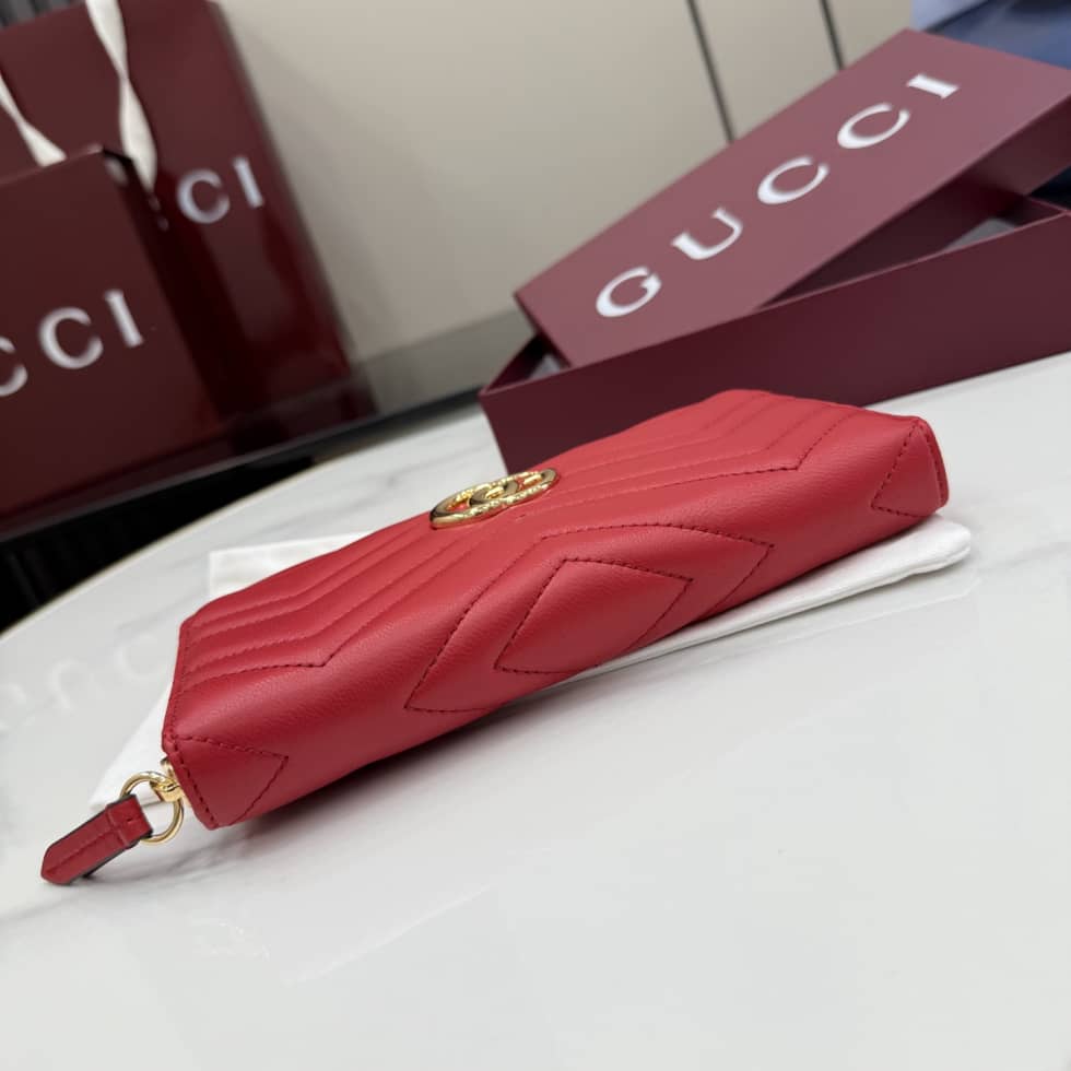 Gucci Marmont Leather Red Zip Around Wallet 443123_3_155491 Gucci Marmont Leather Red Zip Around Wallet 443123