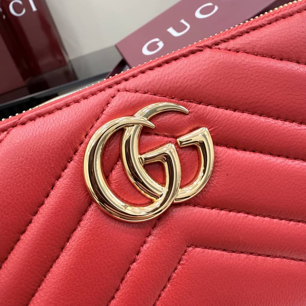Gucci Marmont Leather Red Zip Around Wallet 443123_5_155491 Gucci Marmont Leather Red Zip Around Wallet 443123
