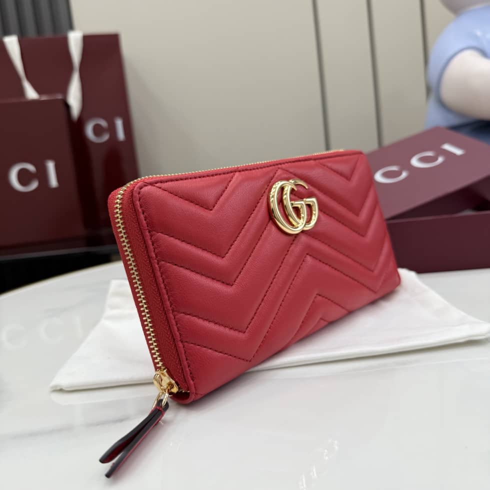 Gucci Marmont Leather Red Zip Around Wallet 443123_6_155491 Gucci Marmont Leather Red Zip Around Wallet 443123