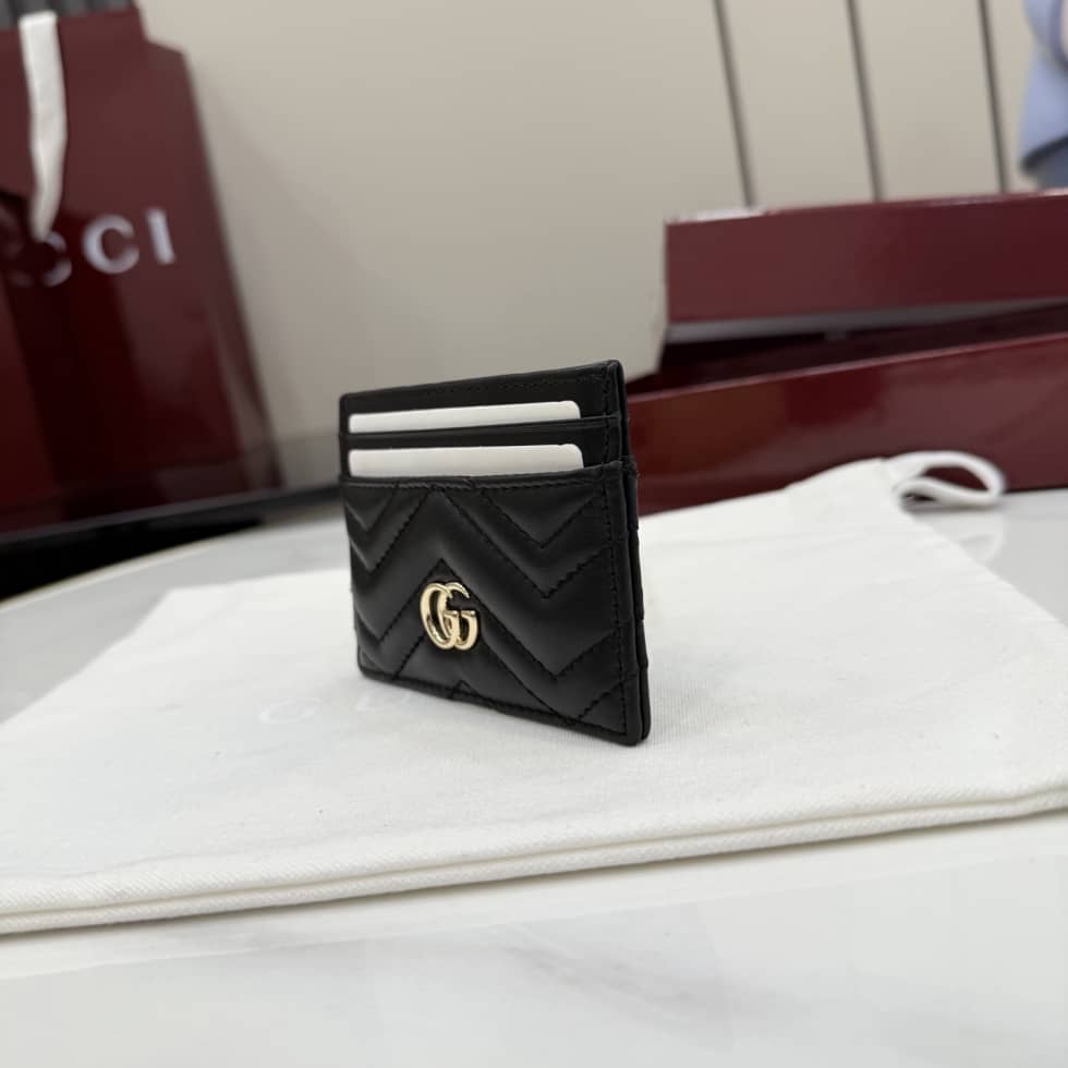 Gucci Marmont Leather Card Case 443127 Black_2_155501 Gucci Marmont Leather Card Case 443127 Black