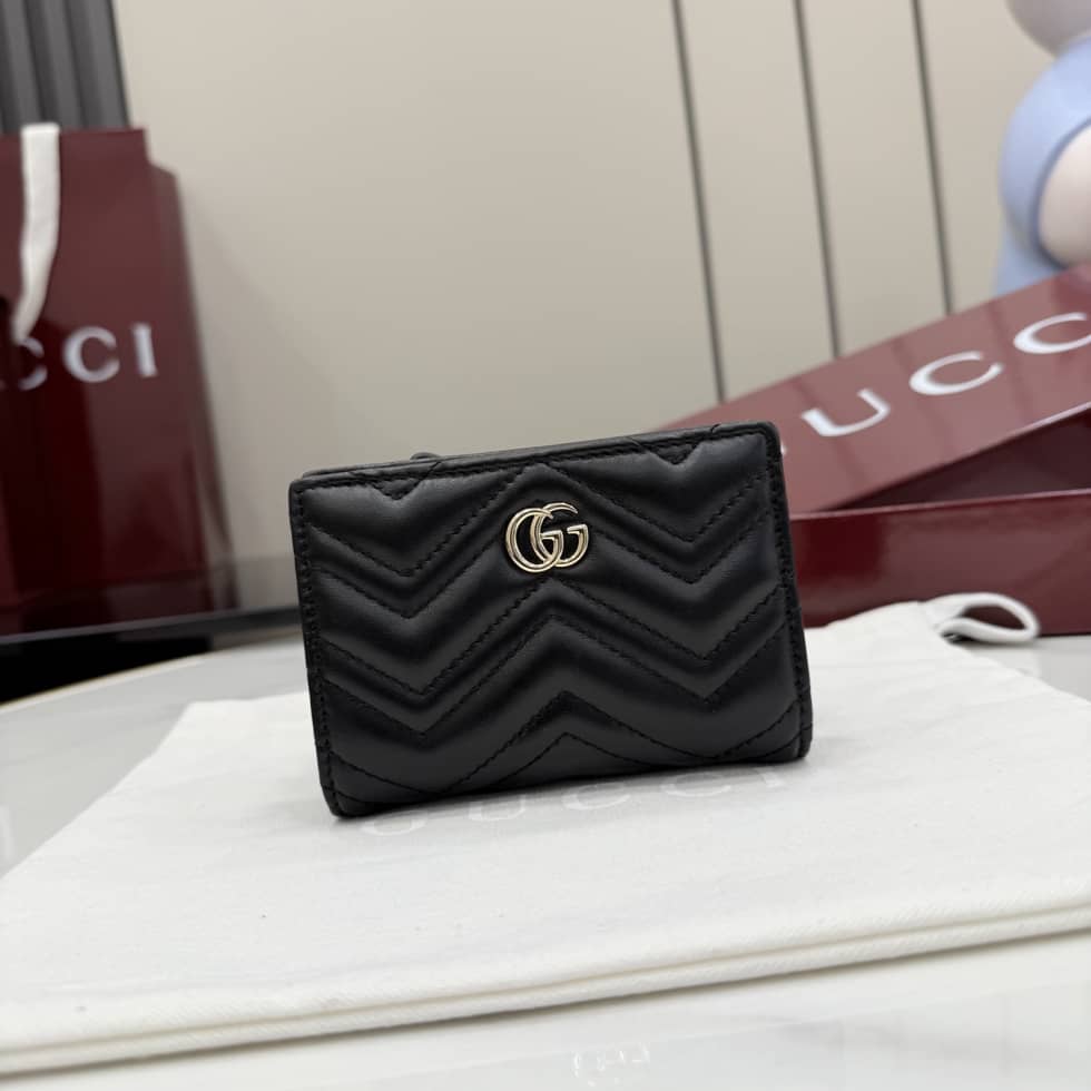 Gucci Marmont Leather Bifold Wallet Black 773427_10_155521 Gucci Marmont Leather Bifold Wallet Black 773427