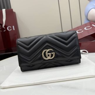 Gucci Marmont Leather Continental Wallet Black