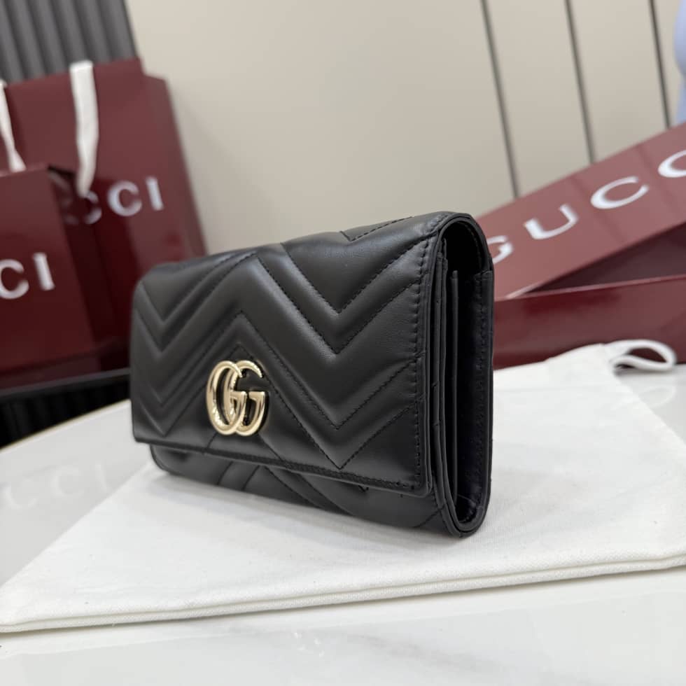 Gucci Marmont Leather Continental Wallet Black_2_155531 Gucci Marmont Leather Continental Wallet Black