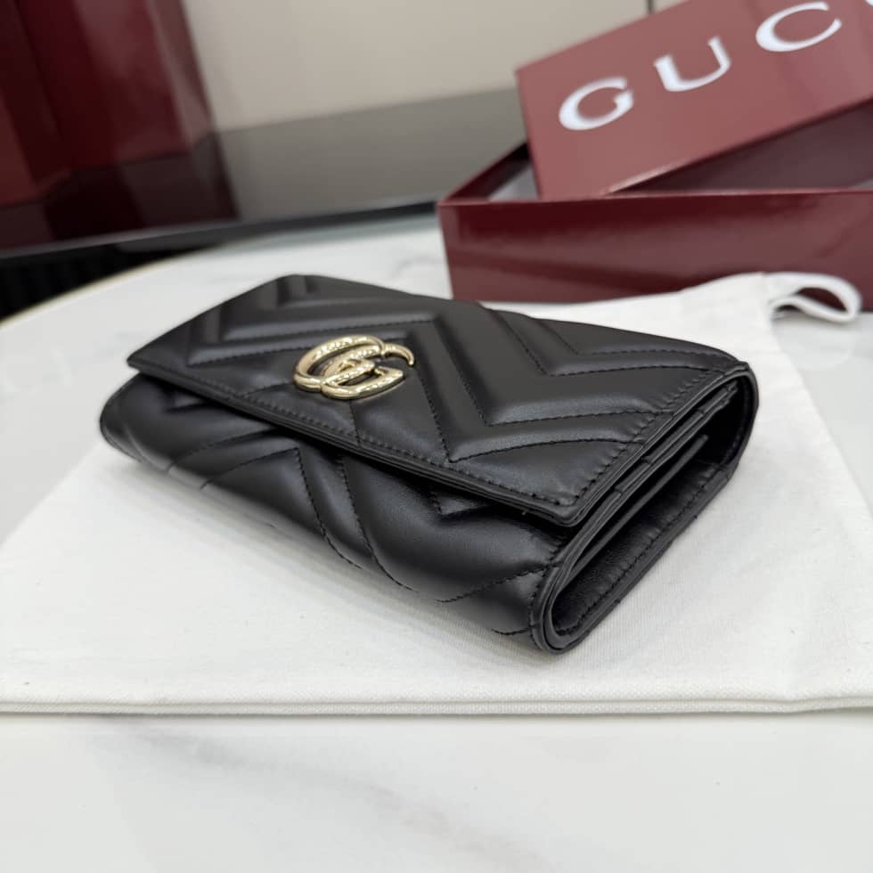 Gucci Marmont Leather Continental Wallet Black_3_155531 Gucci Marmont Leather Continental Wallet Black