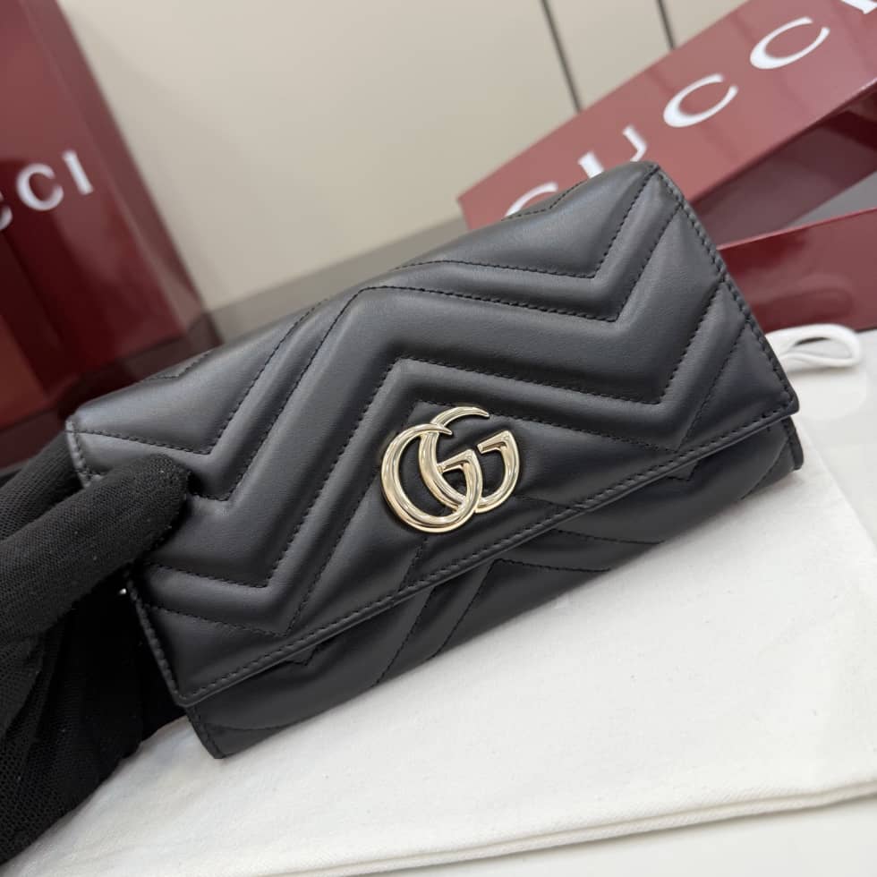 Gucci Marmont Leather Continental Wallet Black_4_155531 Gucci Marmont Leather Continental Wallet Black