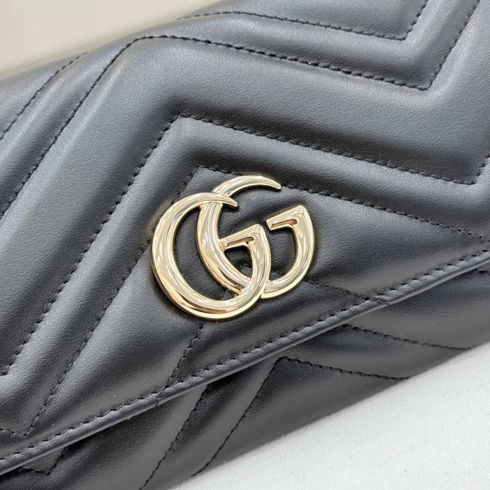 Gucci Marmont Leather Continental Wallet Black_5_155531 Gucci Marmont Leather Continental Wallet Black