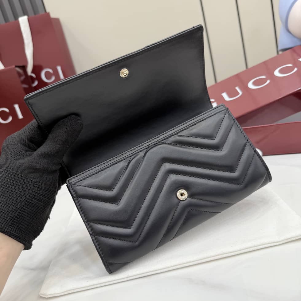 Gucci Marmont Leather Continental Wallet Black_6_155531 Gucci Marmont Leather Continental Wallet Black
