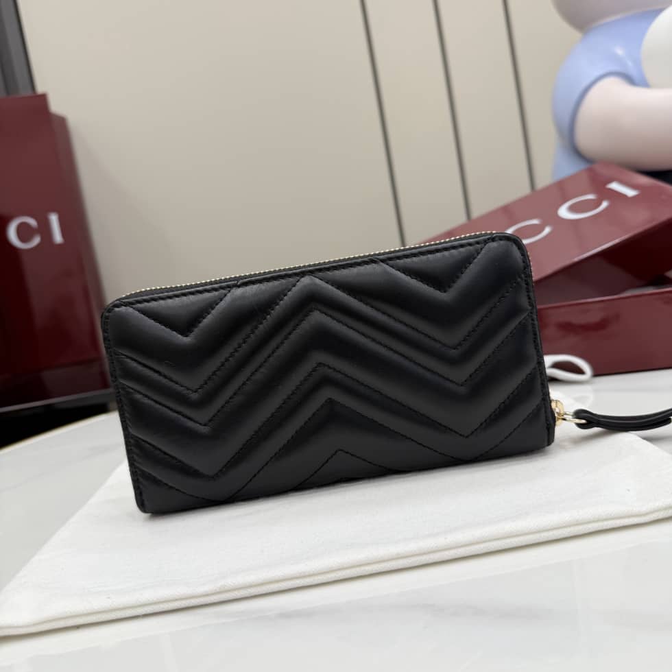 Gucci Marmont Leather Zip Around Wallet Black_1_155541 Gucci Marmont Leather Zip Around Wallet Black