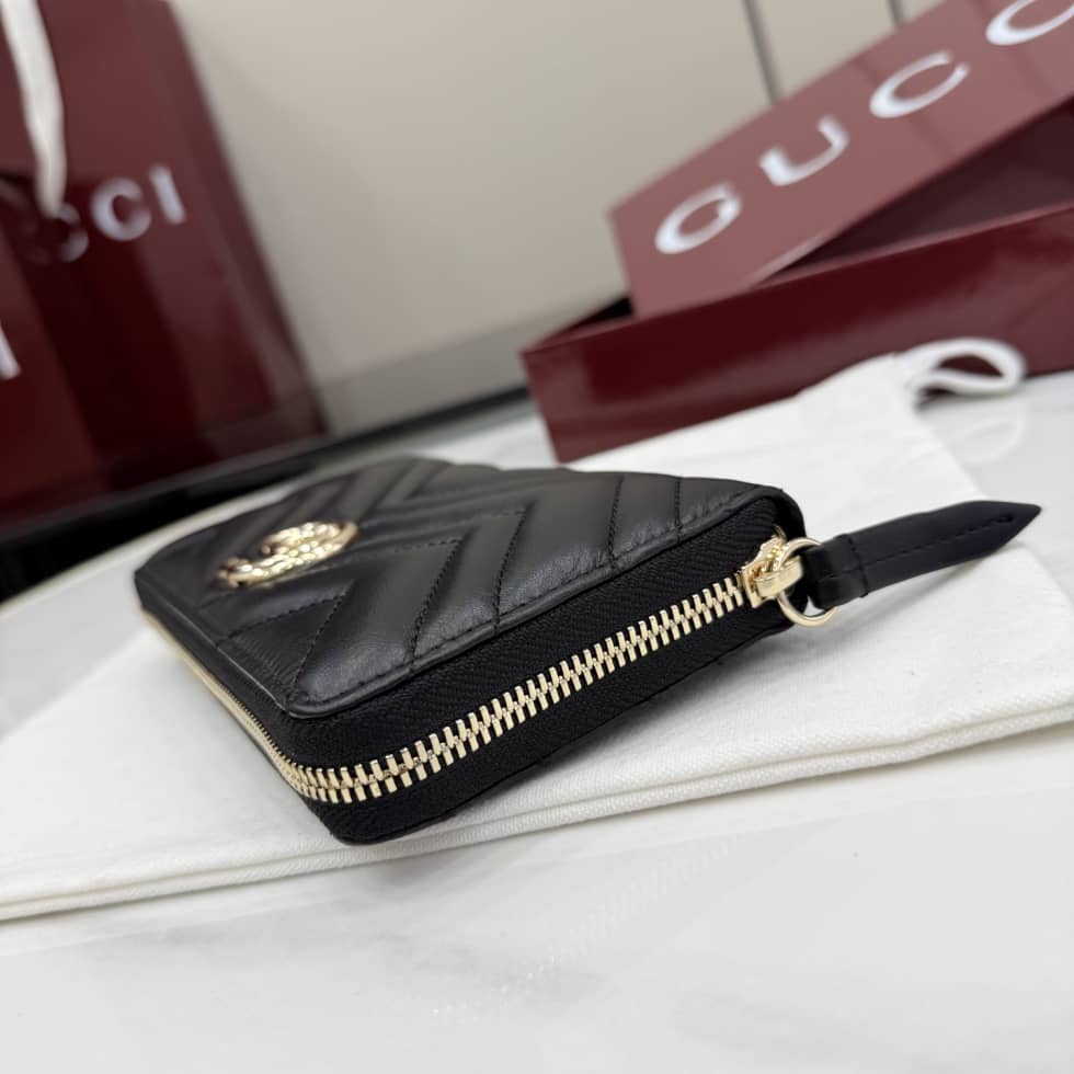 Gucci Marmont Leather Zip Around Wallet Black_3_155541 Gucci Marmont Leather Zip Around Wallet Black
