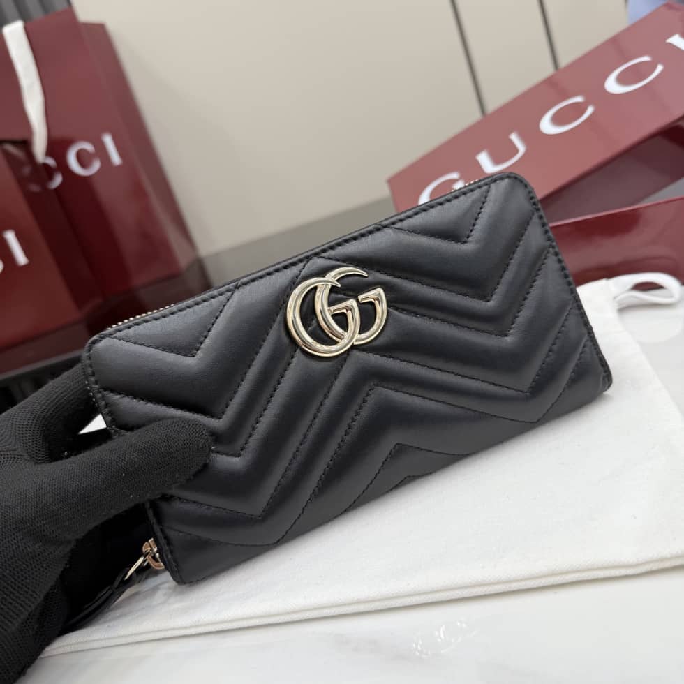 Gucci Marmont Leather Zip Around Wallet Black_4_155541 Gucci Marmont Leather Zip Around Wallet Black