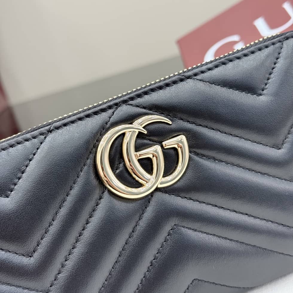 Gucci Marmont Leather Zip Around Wallet Black_5_155541 Gucci Marmont Leather Zip Around Wallet Black