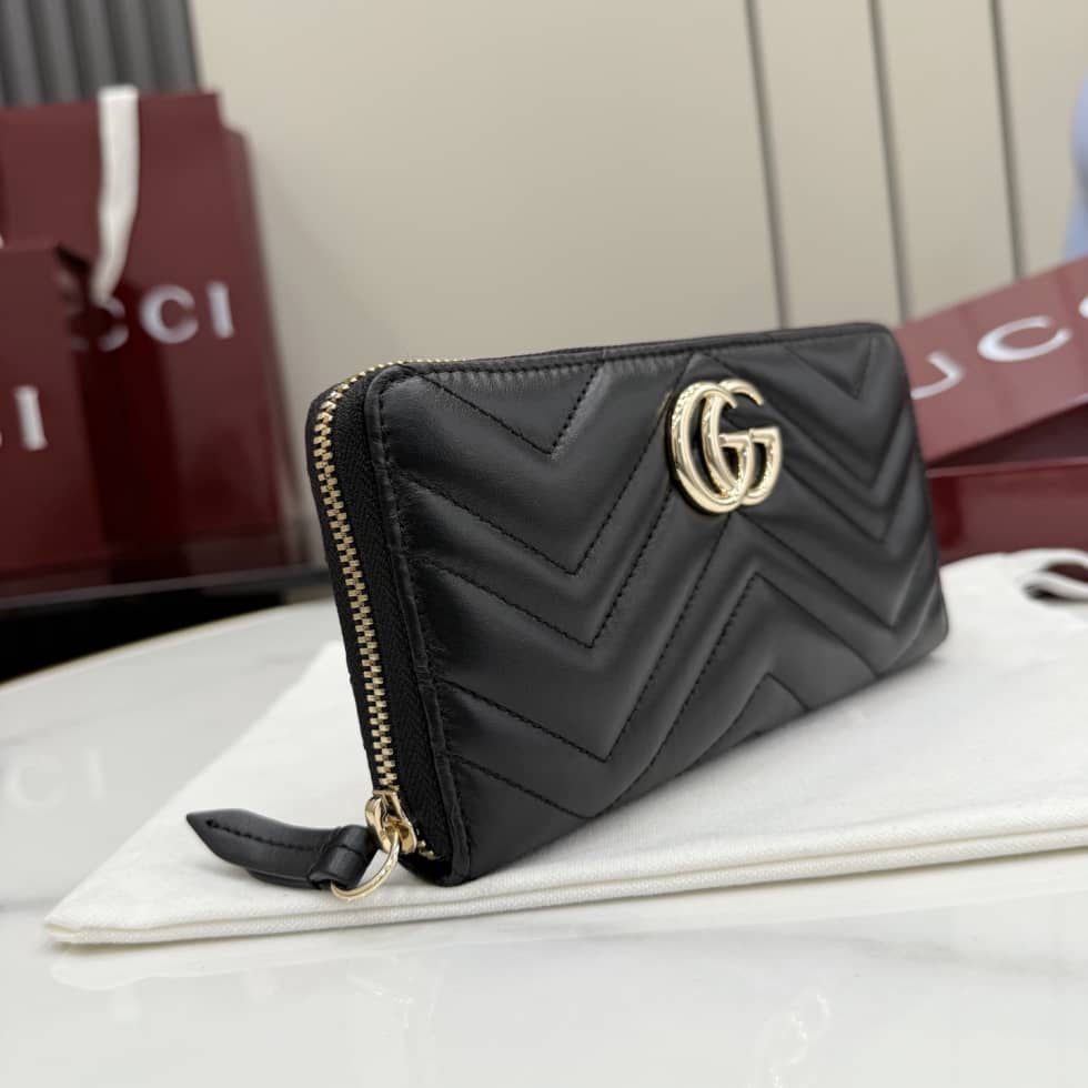 Gucci Marmont Leather Zip Around Wallet Black_6_155541 Gucci Marmont Leather Zip Around Wallet Black