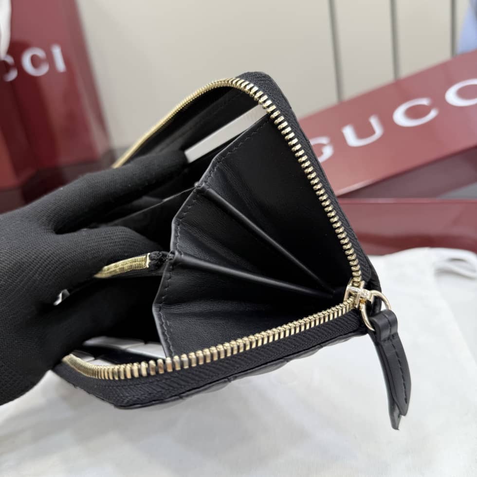 Gucci Marmont Leather Zip Around Wallet Black_7_155541 Gucci Marmont Leather Zip Around Wallet Black