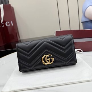 Gucci Marmont Leather Black Continental Wallet