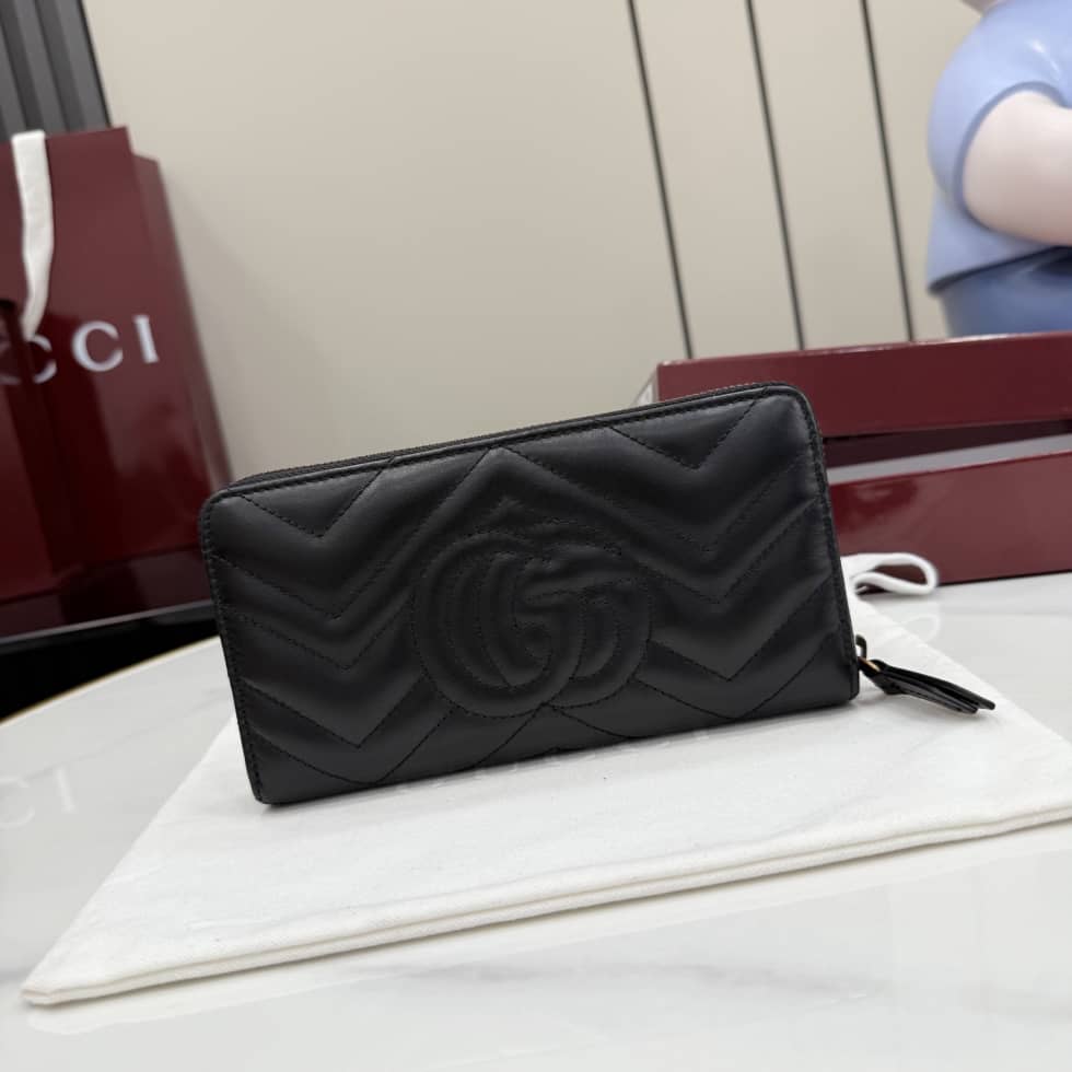 Gucci Marmont Leather Black Zip Around Wallet_1_155591 Gucci Marmont Leather Black Zip Around Wallet