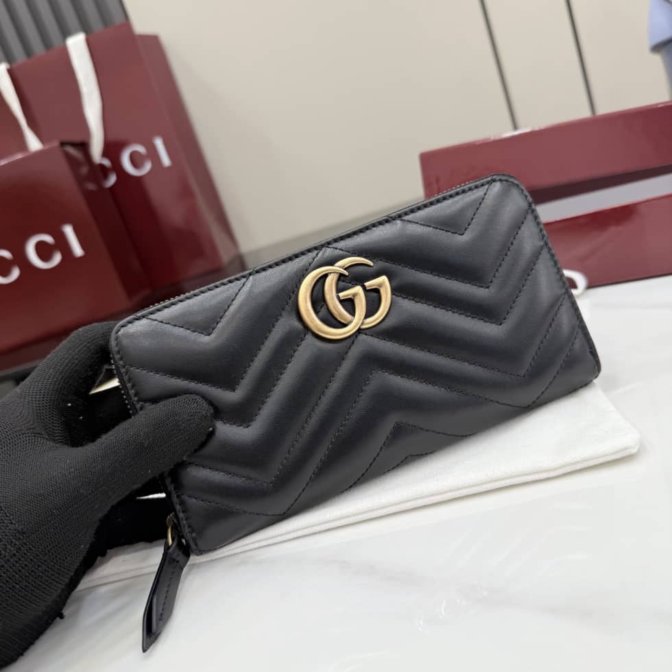 Gucci Marmont Leather Black Zip Around Wallet_4_155591 Gucci Marmont Leather Black Zip Around Wallet
