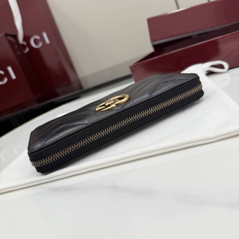 Gucci Marmont Leather Black Zip Around Wallet_6_155591 Gucci Marmont Leather Black Zip Around Wallet