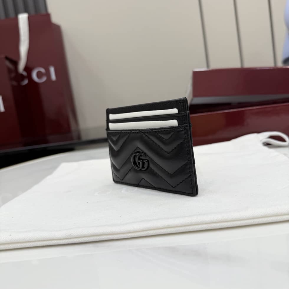 Gucci Marmont Leather Black Logo Card Case_2_155601 Gucci Marmont Leather Black Logo Card Case