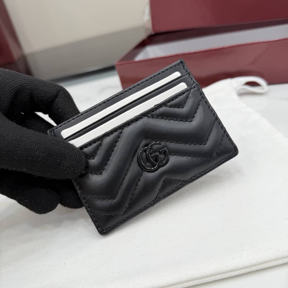 Gucci Marmont Leather Black Logo Card Case_3_155601 Gucci Marmont Leather Black Logo Card Case