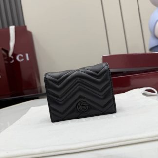 Gucci Marmont Leather Black Logo Wallet 466492