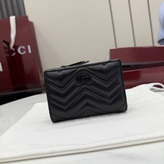 Gucci Marmont Leather Black Logo Bifold Wallet