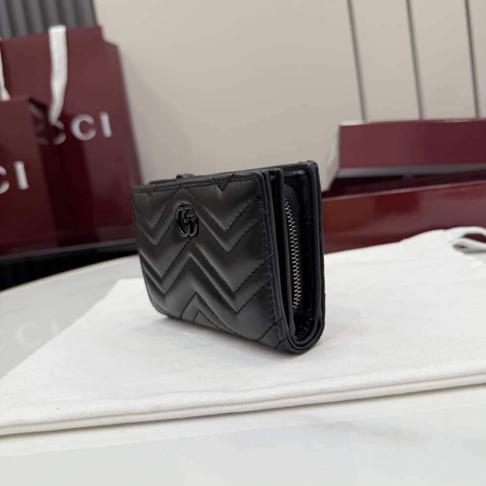 Gucci Marmont Leather Black Logo Bifold Wallet_2_155621 Gucci Marmont Leather Black Logo Bifold Wallet