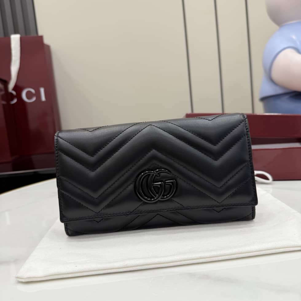 Gucci Marmont Leather Black Logo Continental Wallet_10_155631 Gucci Marmont Leather Black Logo Continental Wallet