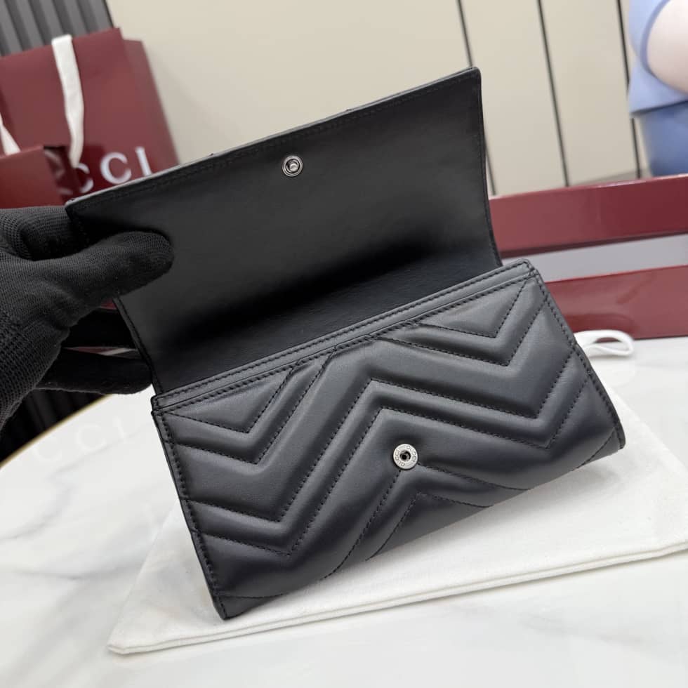 Gucci Marmont Leather Black Logo Continental Wallet_6_155631 Gucci Marmont Leather Black Logo Continental Wallet
