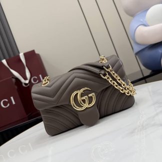 Gucci Marmont Leather Small Gray Shoulder Bag