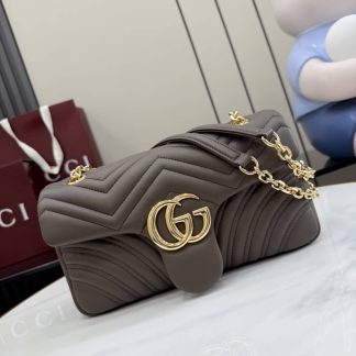 Gucci Marmont Leather Medium Gray Shoulder Bag