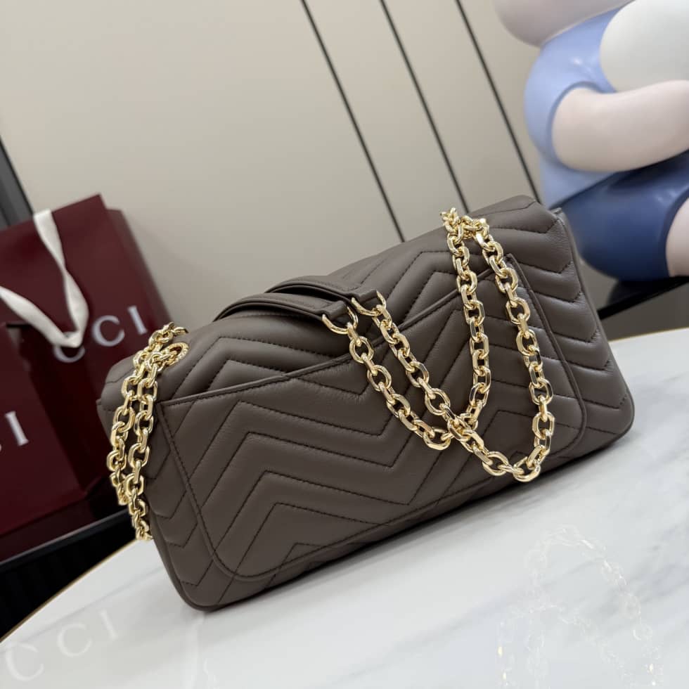 Gucci Marmont Leather Medium Gray Shoulder Bag_1_155671 Gucci Marmont Leather Medium Gray Shoulder Bag