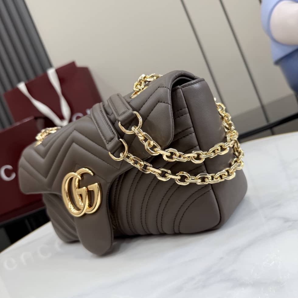 Gucci Marmont Leather Medium Gray Shoulder Bag_2_155671 Gucci Marmont Leather Medium Gray Shoulder Bag