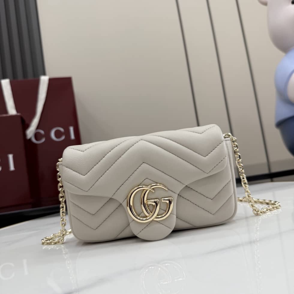 Gucci Marmont Leather Mini Light Gray Shoulder Bag_10_155691 Gucci Marmont Leather Mini Light Gray Shoulder Bag