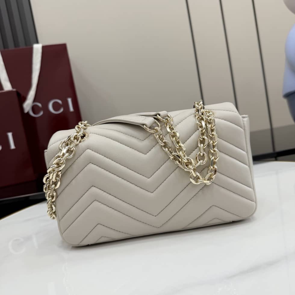 Gucci Marmont Leather Small Light Gray Shoulder Bag_1_155701 Gucci Marmont Leather Small Light Gray Shoulder Bag