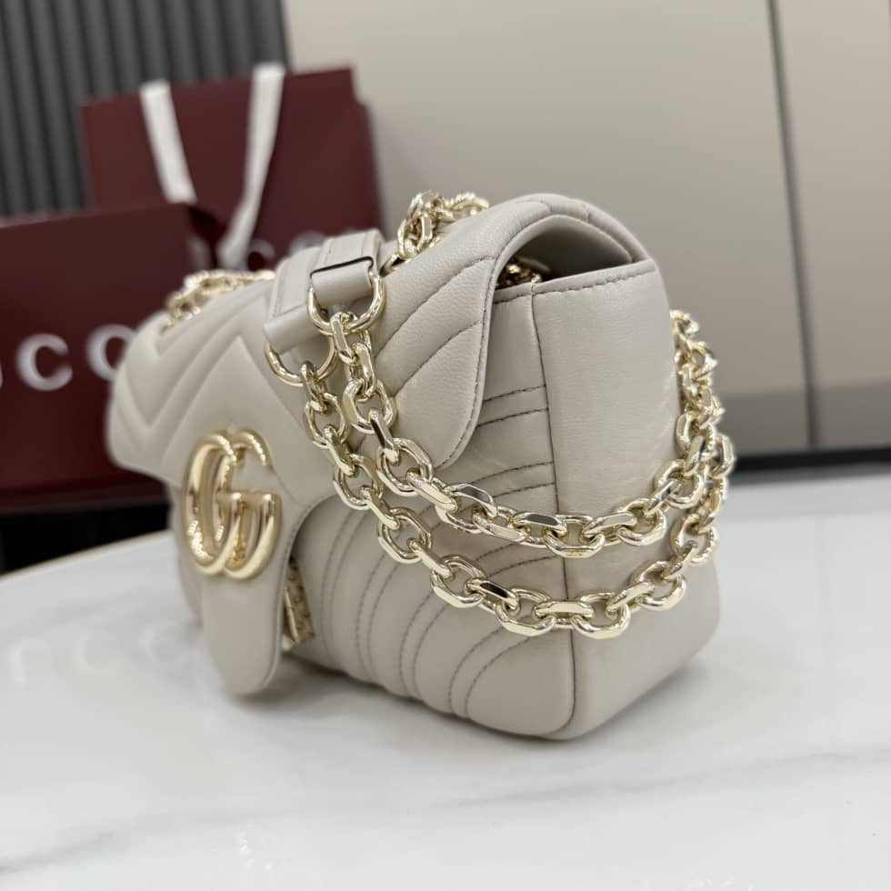 Gucci Marmont Leather Small Light Gray Shoulder Bag_2_155701 Gucci Marmont Leather Small Light Gray Shoulder Bag